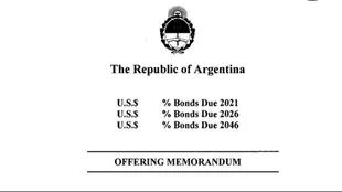 Parte del documento oficial que dispone la emisión de bonos por US$ 16.500 millones