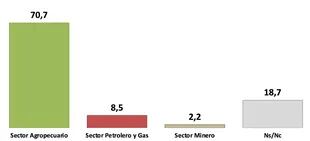 Según el relevamiento, el 70% señaló que es el campo quien tiene una superior carga tributaria, estando el sector petrolero y de gas en segundo lugar. En tanto, solo un 2.2% votaron que es la actividad minera en donde recae mayor presión