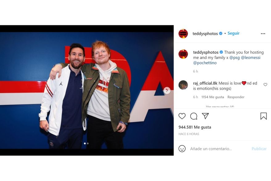 Ed Sheeran le dedicó un mensaje especial a Messi luego de su encuentro 