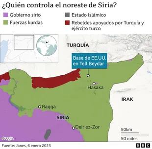 La distribución de fuerzas en el noreste de Siria.