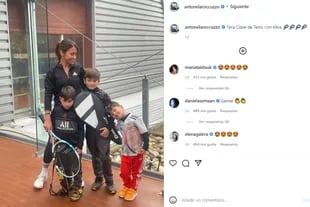 Antonela Roccuzzo compartió una postal con sus hijos del primer día de sus clases de tenis