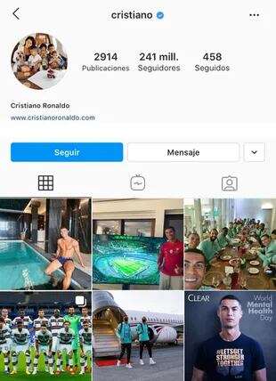 El portugués tiene 241 millones de seguidores. Crédito: Instagram