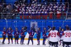 El equipo unificado de hockey de Corea festejó su primer gol en Pyeongchang