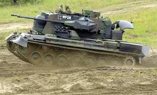 Un tanque tipo Gepard, en la zona de entrenamiento de Münster, en Alemania