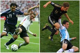 Lahm jugó tres mundiales y en los tres se cruzó con la Argentina: frente a Tevez, en los cuartos de final de Alemania 2006, y ante Maxi Rodríguez en Sudáfrica 2010; pasó a las semifinales y perdió contra Italia y España, respectivamente..., finalmente los campeones