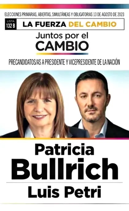 Boleta de fórmula Patricia Bullrich-Luis Petri