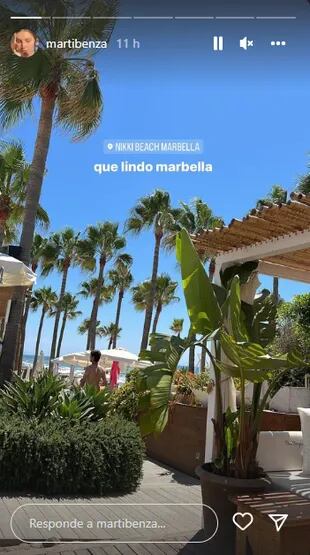 Marti Benza compartió fotos de su viaje a Marbella