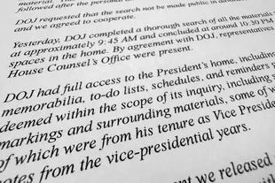 ARCHIVE - The press release from the personal attorney of President Joe Biden on Saturday, January 21, 2021. (AP Photo/Jon Elswick, Archive)