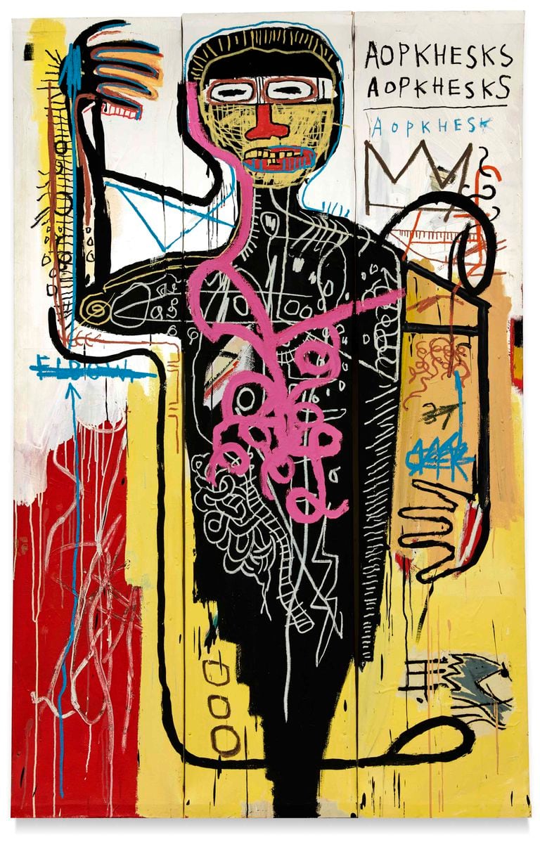 Otro Basquiat, “Versus Medici” (1982), cotizado en 50 millones de dólares, es la estrella del remate de hoy