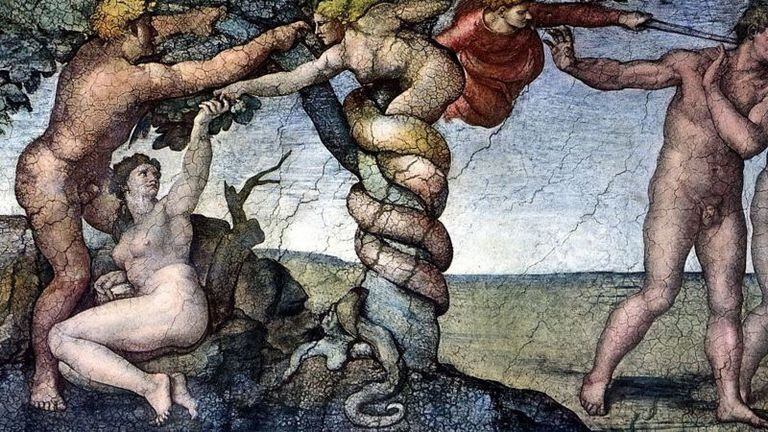 En el Renacimiento, Miguel Ángel retrató a Lilith en la Capilla Sixtina, enroscada en el Árbol del Conocimiento.