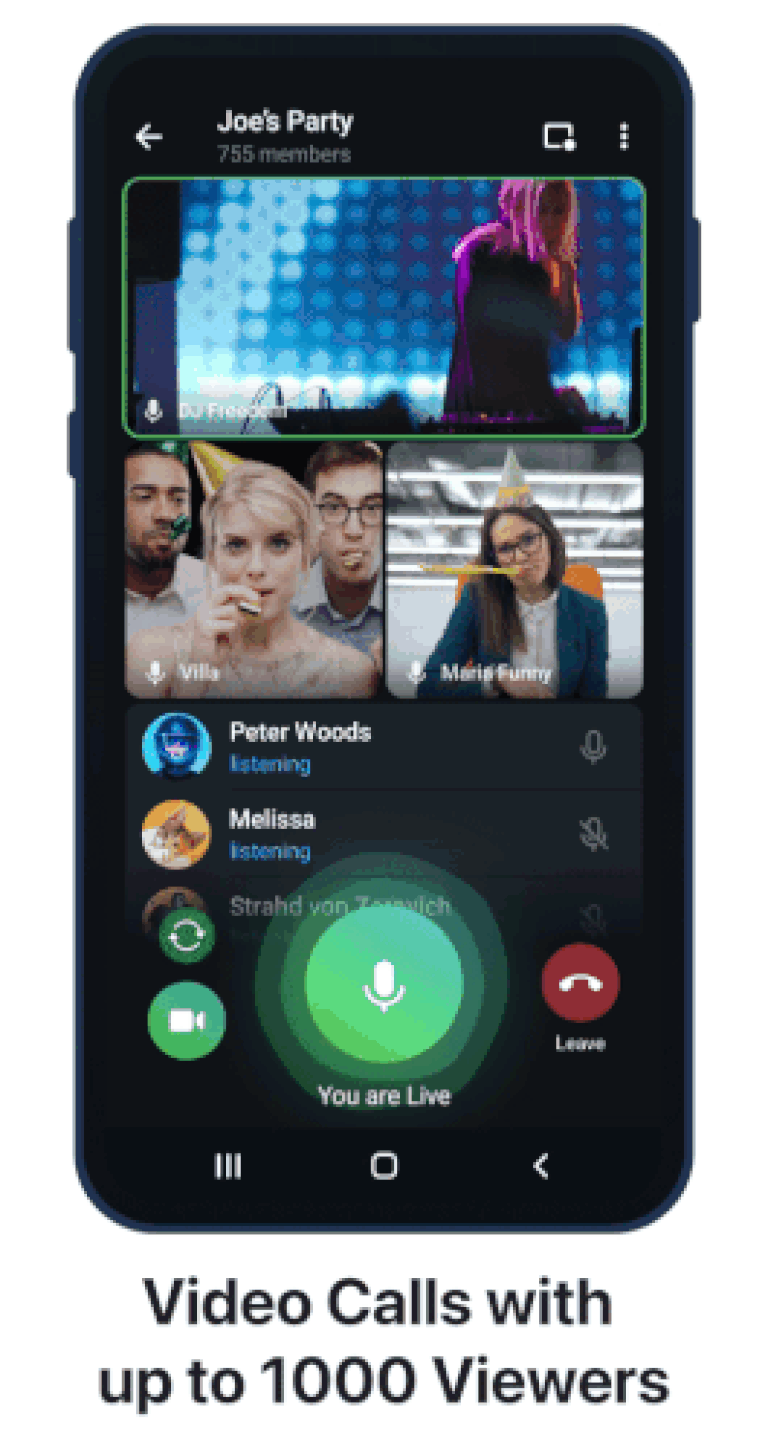 Telegram permitirá videollamadas con hasta mil espectadores