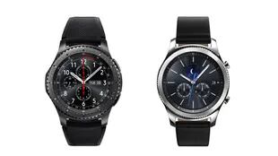 A la izquierda, el reloj Samsung Gear S3 Frontier, con conectividad 4G LTE, acompañado por el Gear S3 Classic