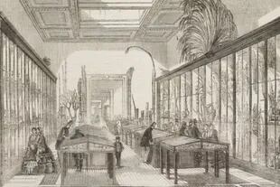 La sala de botánica del Museo Británico en 1858
