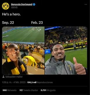 Publicación de la cuenta oficial del Borussia Dortmund