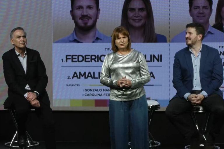 Patricia Bullrich junto a Miguel Pichetto y Federico Angelini