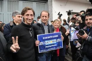 Insaurralde, ayer con su candidato en San Martín, Hernán Letcher
