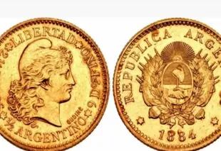 En 1884 se acuñó una moneda de 2,5 pesos de oro