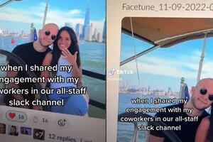 Compartió la foto de su compromiso con sus compañeros de trabajo, pero no advirtió un error
