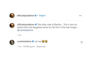 El intercambio entre Sylvester Stallone y su hija Scarlet (Foto: Instagram)