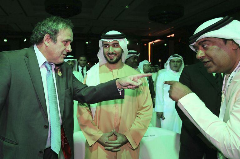 Platini, en una conferencia de deportes realizada en Abu Dhabi, en 2012