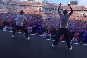 El alocado festejo de Harry Styles en el escenario de River por el triunfo de Argentina
