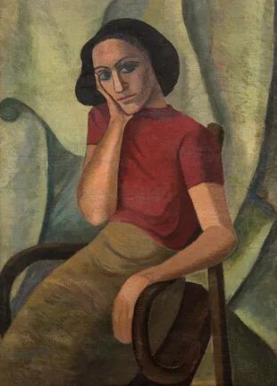 Mujer en reposo, Duilio Pierri, óleo sobre tela