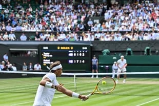 Una postal de la victoria de Rafael Nadal ante Taylor Fritz en Wimbledon.