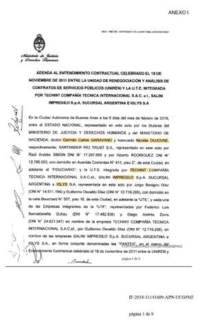 En el caso de Ezeiza, la administración de Mauricio Macri llegó a un acuerdo para pagar la deuda, como muestra el documento. No ocurrió lo mismo con el penal de Marcos Paz.