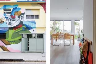 El mural de la fachada hizo de la vivienda una parada del circuito arty de la ciudad. Su autor es Pedro Perelman, artista, muralista y amigo de la familia.