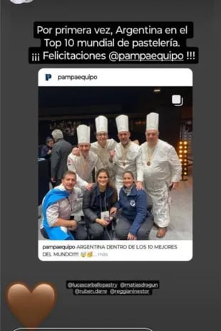 El equipo Pampa de pasteleros argentinos festejó a través de las redes sociales la obtención del noveno puesto en la Copa Mundial de Pastelería de Francia, un torneo que se realiza desde el año 2009