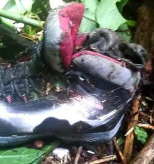 La bota que fue hallada con restos de una pierna adentro