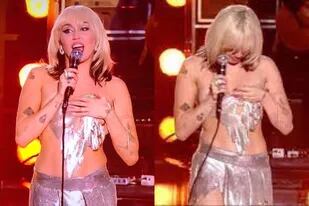 A Miley Cyrus se le desprendió el top en pleno show: "Ahora todos me están mirando"