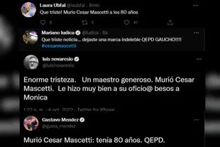 Los famosos despidieron a César (Captura Twitter)