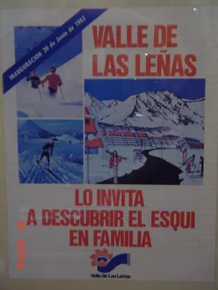 Primer folleto de Las Leñas: anuncia la inauguración del centro de esquí para el 20 de junio de 1983.