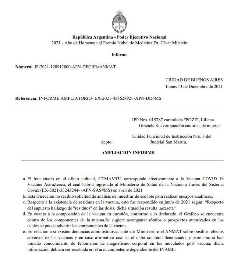 Informe de la Anmat con el error de tipeo que despertó la polémica