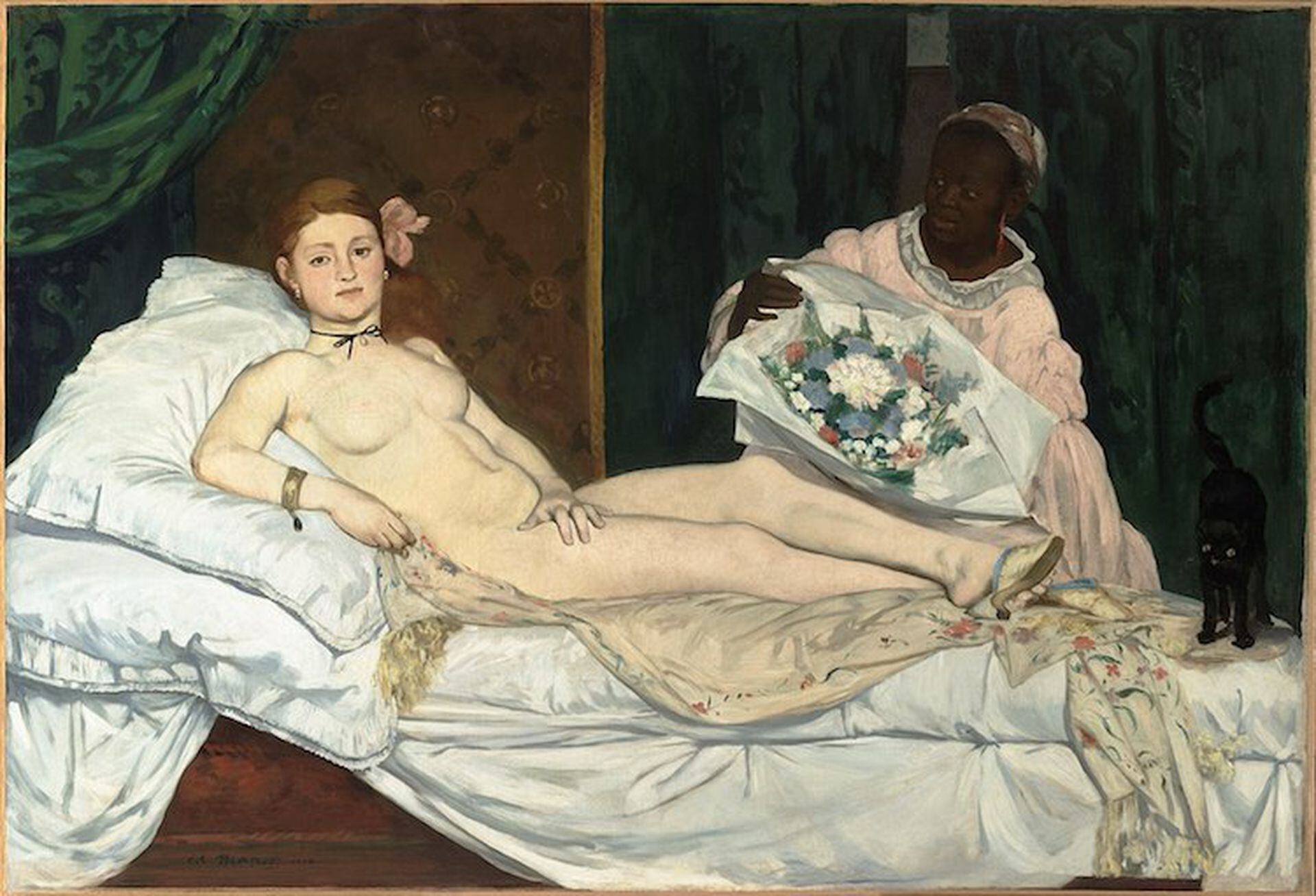 "Olympia" cuadro realizado por el pintor francés Édouard Manet en 1863.  Museo de Orsay, París.