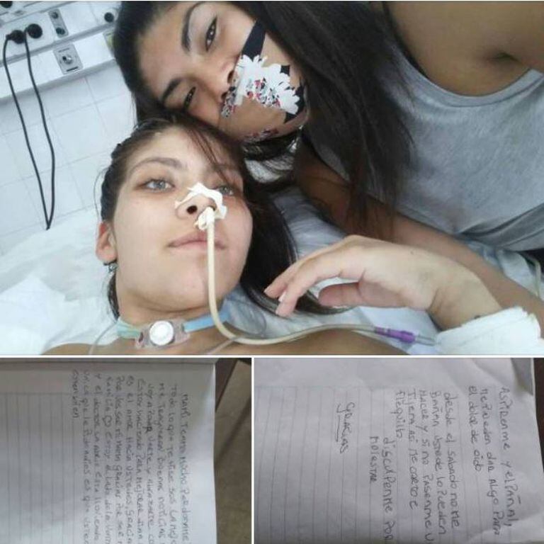 Cielo Grebol, a friend of Lourdes, published on Facebook images of her friend's recovery and also some inscriptions that the young woman made in her notebook