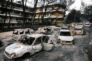 Zonas afectadas por los incendios forestales en Mati, Grecia