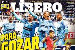 La tapa de hoy del diario deportivo Líbero, de Perú