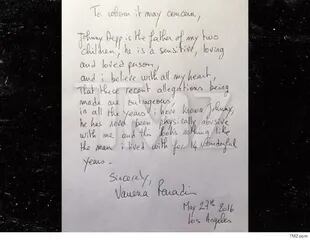 La carta de Vanessa Paradis (Fuente: TMZ)