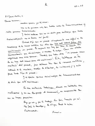 Cartas manuscrita del Papa Francisco al reverendo James Martin