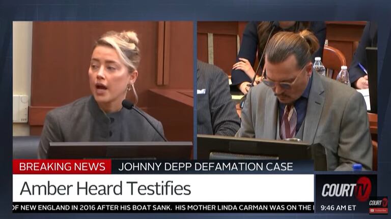 Amber Heard fue la primera testigo en declarar este lunes 16 de mayo (Crédito: CourtTV)
