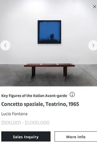 Obra de Lucio Fontana exhibida por la galería Tornabuoni Art en Art Basel OVR