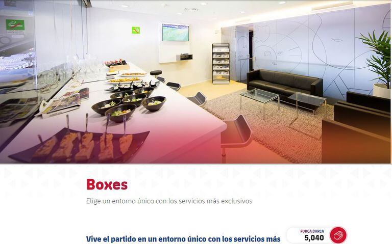 La exclusiva zona "boxes" del Camp Nou, valuado en 5,040 euros