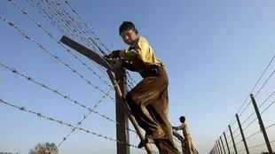 Los alambres de espino para evitar cruces no autorizados se extienden por gran parte de los 3.323 kilómetros de la actual frontera entre India y Pakistán