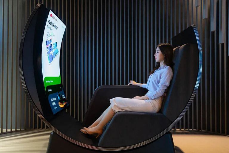 Así luce el Media Chair, un prototipo de home theatre personal que LG Display presentará en la feria CES 2022 de Las Vegas