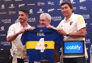 Nicolás Figal, refuerzo de Boca Juniors, junto a Ameal y el Patrón Bermúdez 