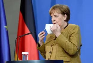 Angela Merkel, en el edifico de la Cancillería, en Berlín
