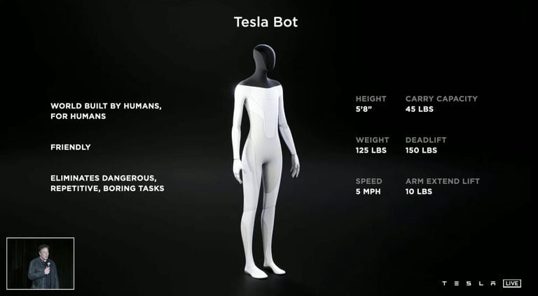 Elon Musk anunció que su firma trabaja en el desarrollo de un robot humanoide, Tesla Bot, aprovechando el software de gestión autónoma que usan sus vehículos