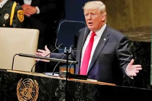 Donald Trump durante su discurso en la ONU